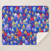 Farbenfrohe Art Deco Fish Design Sherpadecke (Vorderseite (Horizontal))