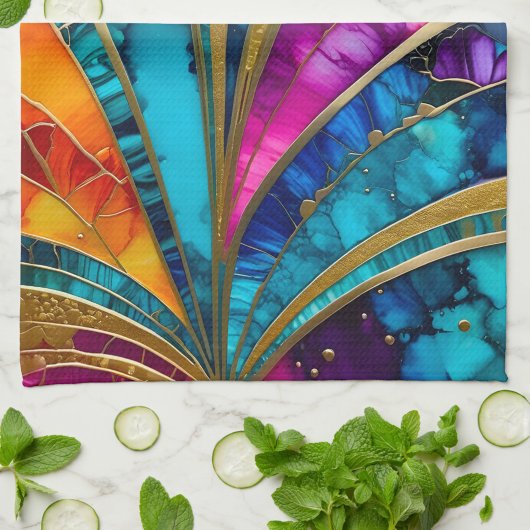 Farbenfrohe Art Deco Küche Handtuch