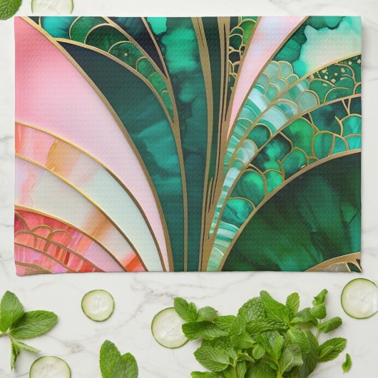 Farbenfrohe Art Deco Küche Handtuch