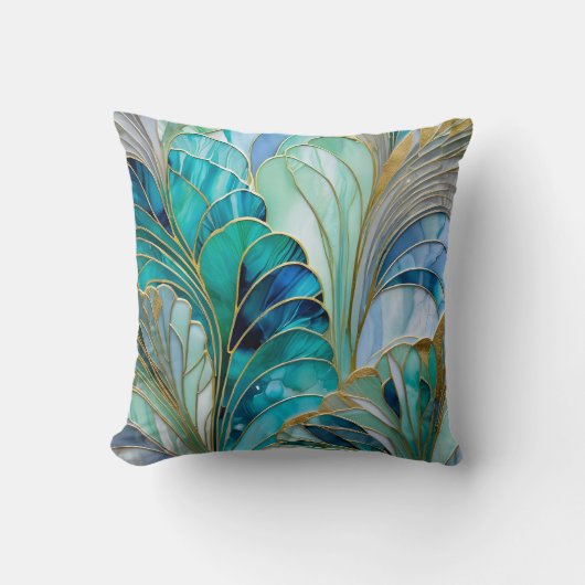 Farbenfrohe Art Deco Square Throw Kissen (Vorderseite)