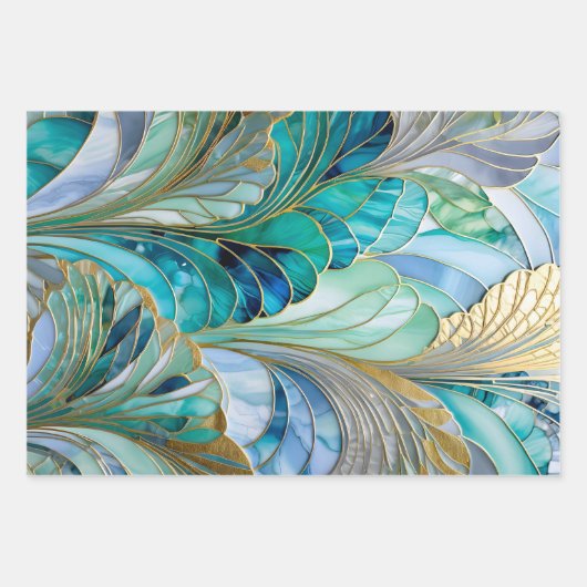 Farbenfrohe Art Déco Wrapping Paper Sheets Geschenkpapier Set (Vorderseite 2)