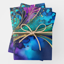 Farbenfrohe Art Déco Wrapping Paper Sheets Geschenkpapier Set