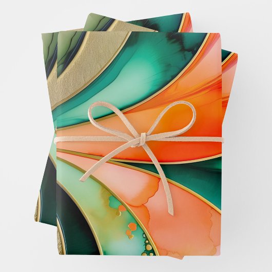 Farbenfrohe Art Déco Wrapping Paper Sheets Geschenkpapier Set
