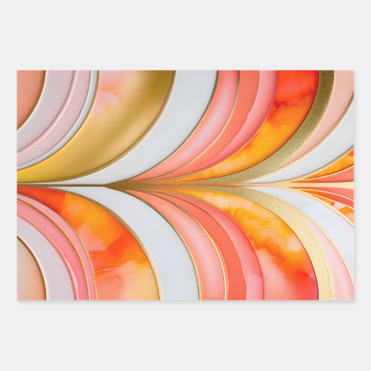 Farbenfrohe Art Déco Wrapping Paper Sheets Geschenkpapier Set (Vorderseite)