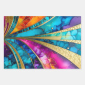 Farbenfrohe Art Déco Wrapping Paper Sheets Geschenkpapier Set (Vorderseite 3)
