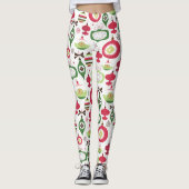 Farbenfrohe Art-Deko Weihnachtsschmuck Muster Leggings (Vorderseite)