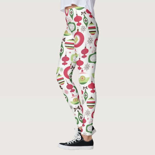 Farbenfrohe Art-Deko Weihnachtsschmuck Muster Leggings (Links)