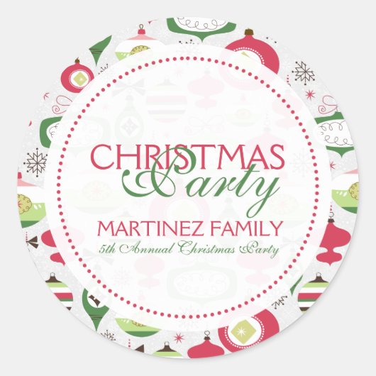 Farbenfrohe Art-Deko Weihnachtsschmuck Runder Aufkleber (Vorderseite)