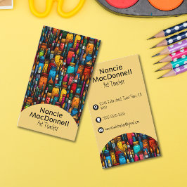 Farbenfrohe Art Teacher Painters Zubehör Muster Visitenkarte