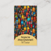 Farbenfrohe Art Teacher Painters Zubehör Muster Visitenkarte (Vorderseite)