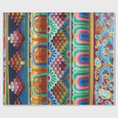 Farbenfrohe asiatische Kunst Geschenkpapier (Flach)