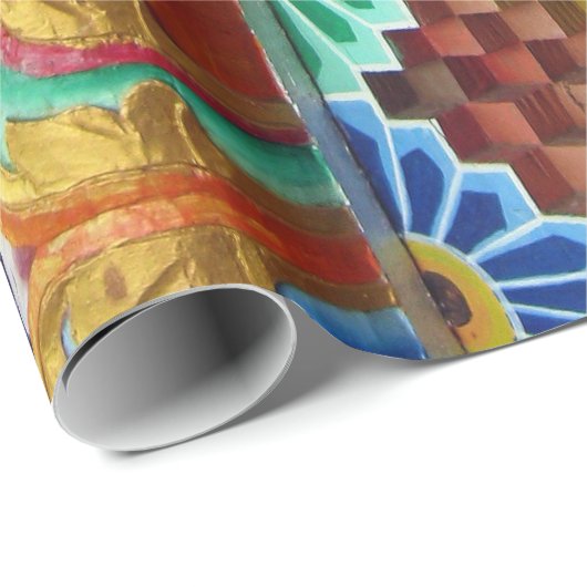 Farbenfrohe asiatische Kunst Geschenkpapier (Rolleneckpunkt)