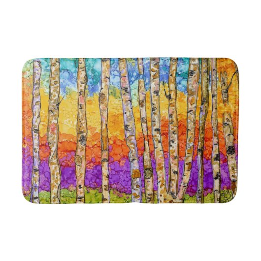 Farbenfrohe Aspen Trees Bath Mat Badematte (Vorderseite)