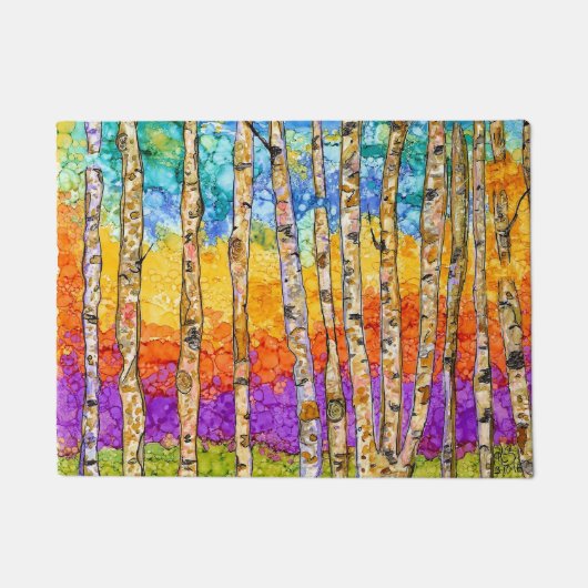 Farbenfrohe Aspen Trees Door Mat Fußmatte (Vorderseite)