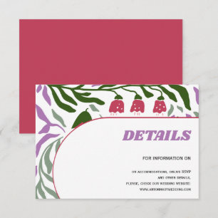 Farbenfrohe Äste, Retro Folklore Blumen Hochzeit Begleitkarte