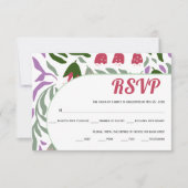 Farbenfrohe Äste und Blume boho Retro Hochzeit RSVP Karte (Vorderseite)