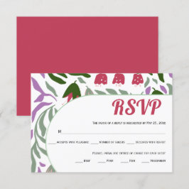 Farbenfrohe Äste und Blume boho Retro Hochzeit RSVP Karte