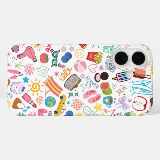 Farbenfrohe ästhetische Doodle Phone Case (Rückseite (Horizontal))