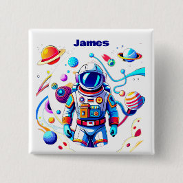 Farbenfrohe Astronauten und Univers in kühlen Farb Button