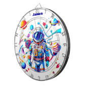 Farbenfrohe Astronauten und Univers in kühlen Farb Dartscheibe (Vorderseite rechts)