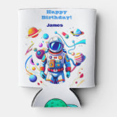 Farbenfrohe Astronauten und Univers in kühlen Farb Dosenkühler (Vorderseite)