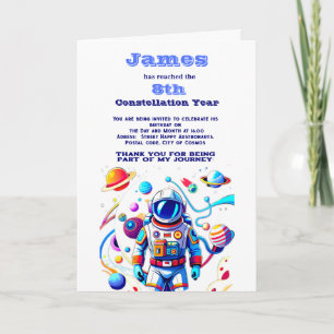 Farbenfrohe Astronauten und Univers in kühlen Farb Einladung