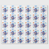 Farbenfrohe Astronauten und Univers in kühlen Farb Geschenkpapier (Flach)