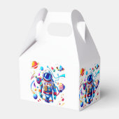 Farbenfrohe Astronauten und Univers in kühlen Farb Geschenkschachtel (Rückseite)