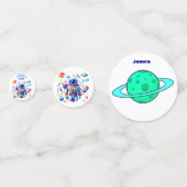 Farbenfrohe Astronauten und Univers in kühlen Farb Konfetti (Rückseiten)