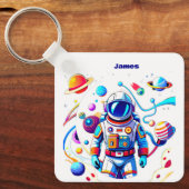 Farbenfrohe Astronauten und Univers in kühlen Farb Schlüsselanhänger (Vorderseite)