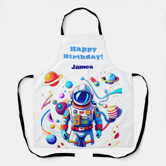 Farbenfrohe Astronauten und Univers in kühlen Farb Schürze (Vorderseite)