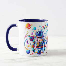 Farbenfrohe Astronauten und Univers in kühlen Farb Tasse