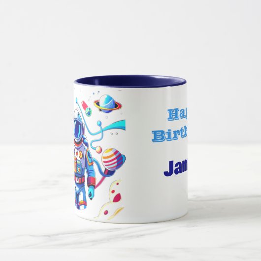 Farbenfrohe Astronauten und Univers in kühlen Farb Tasse (Zentrum)