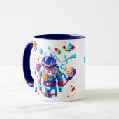 Farbenfrohe Astronauten und Univers in kühlen Farb Tasse (Vorderseite Links)