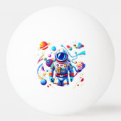 Farbenfrohe Astronauten und Univers in kühlen Farb Tischtennisball (Rückseite)