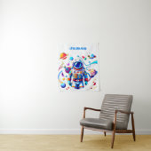 Farbenfrohe Astronauten und Univers in kühlen Farb Wandteppich (Beispiel)