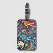 Farbenfrohe Astronautenspaziermuster Gepäckanhänger (Vorderseite Vertikal)