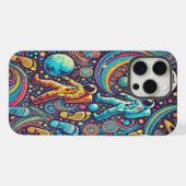 Farbenfrohe Astronautenspaziermuster iPhone Hülle (Rückseite (Horizontal))