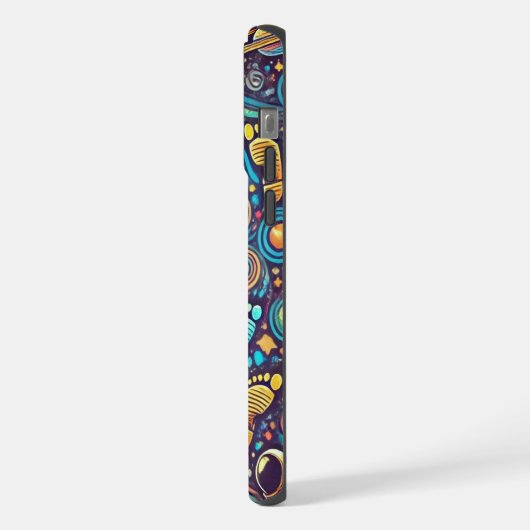 Farbenfrohe Astronautenspaziermuster iPhone Hülle (Linke Seite)