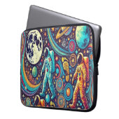 Farbenfrohe Astronautenspaziermuster Laptopschutzhülle (Vorderseite Links)