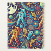 Farbenfrohe Astronautenspaziermuster Planer (Rückseite)