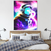 Farbenfrohe Astronautin im Weltraum Gesterte Leinw Leinwanddruck (Insitu (Schlafzimmer))
