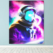 Farbenfrohe Astronautin im Weltraum Gesterte Leinw Leinwanddruck (Insitu (Holzboden))