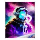 Farbenfrohe Astronautin im Weltraum Glossy Poster (Vorderseite)