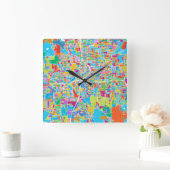 Farbenfrohe Atlanta-Karte Quadratische Wanduhr (Zuhause)