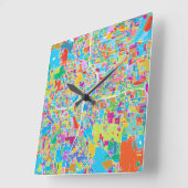 Farbenfrohe Atlanta-Karte Quadratische Wanduhr (Winkel)