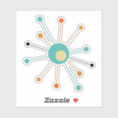 Farbenfrohe atomare Sternexplosion Mitte des Jahrh Aufkleber (Blatt)