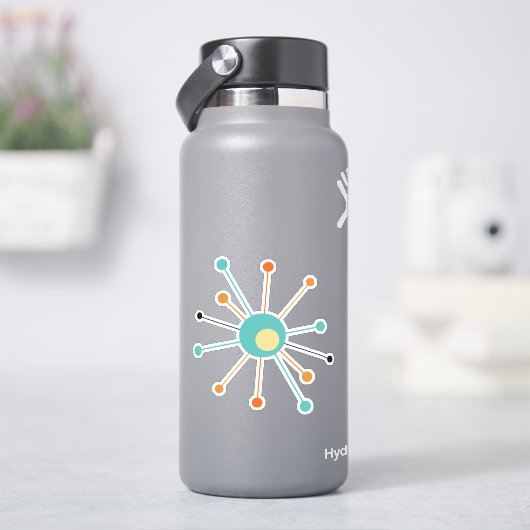 Farbenfrohe atomare Sternexplosion Mitte des Jahrh Aufkleber (HydroFlask)