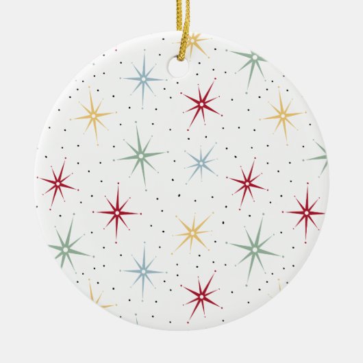 Farbenfrohe atomare Sternexplosion Mitte des Jahrh Keramik Ornament (Vorne)