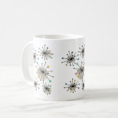 Farbenfrohe atomare Sternexplosion Türkis Retro Ta Kaffeetasse (Vorderseite Links)